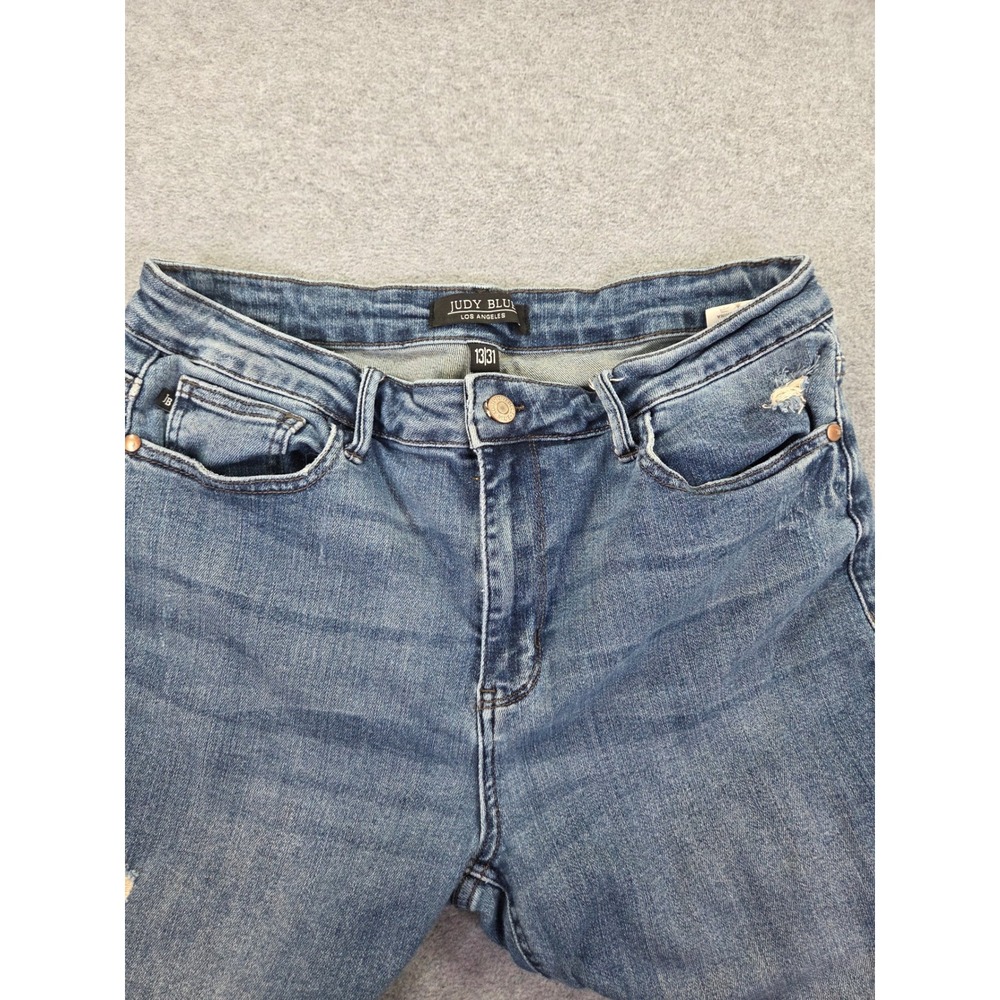 Judy Blue Women JB88580 DK Distressed Straight Leg Jeans Size 13/31 Blue Boho